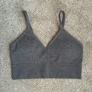 Charcoal Ribbed Seamless Longline Bralette